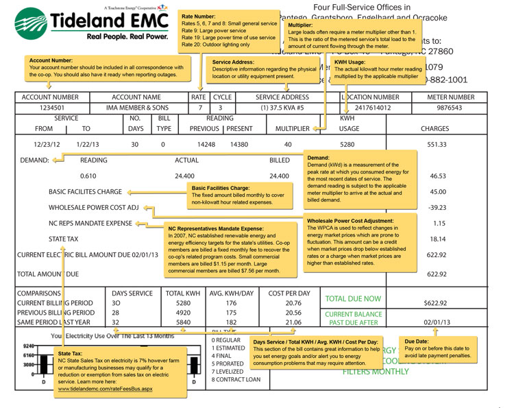 Commercial Electric Bill Details Small