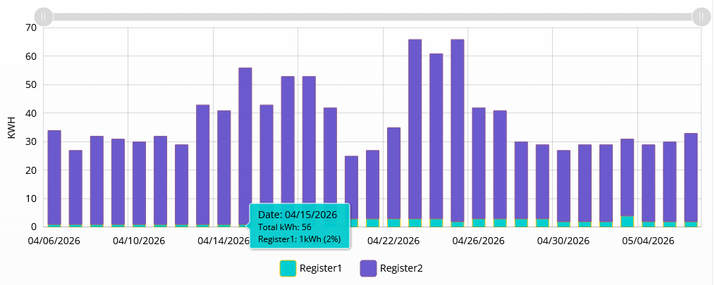 TIME OF USE REGISTER 1 IS ON PEAK KWH